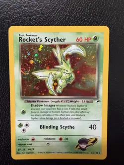 Rocket's Scyther 13/132 Pokemon Gym Heroes Unlimited Holo WOTC LP With Swirl🌀 - Image 2