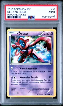 2015 Pokemon Xy Roaring Skies #33 Deoxys-Holo Roaring Skies PSA 9 - Image 1
