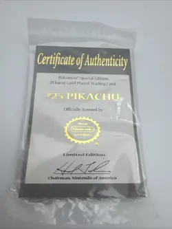 1999 Pikachu Pokemon 24K Gold Plated Trading card Limited Edition Burger King - Image 5
