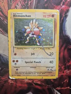 Pokemon TCG Hitmonchan Base Set Holo Unlimited Rare Card 7/102 HP/DMG - Image 1