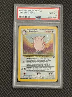 1999 Pokemon Jungle Holo Rare Clefable 1/64 PSA 8 - Image 1