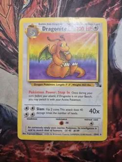Pokemon TCG Dragonite 19/62 Fossil Non Holo Rare Unlimited HP/DMG - Image 1