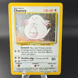 Pokemon Chansey 3/102 Base Set Holo Rare Basic 120 HP English TCG - Image 1