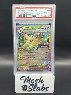Pokemon Prismatic Evolutions Leafeon ex 006/131 Surprise Box Stamped PSA 10 276 - Image 1