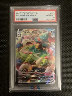 Pokemon Snorlax Vmax Sword & Shield Base 142/202 PSA 10 Gem Mint - Image 1