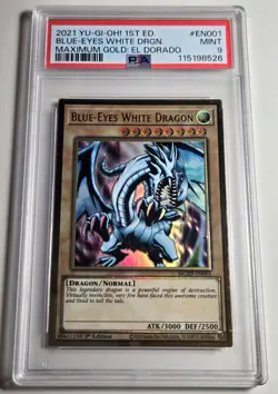 2021 YU-GI-OH! MAXIMUM GOLD EL DORADO Blue Eyes White Dragon MGED-EN001 PSA 9 - Image 4