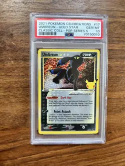 2021 POKEMON CELEBRATIONS CLASSIC COLL #17 UMBREON-GOLD STAR PSA 10 - Image 1
