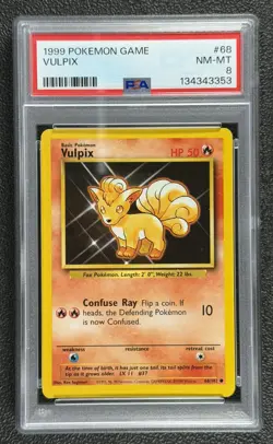 1999 Pokemon Game #68 Vulpix 68/102 Base Set Series Common Pokemon Card PSA 8 - Image 1