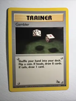 GAMBLER - Fossil Set - 60/62 - Common - Pokemon Card Unlimited Edition NM-LP Vtg - Image 1