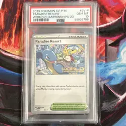 Pokemon PSA 10 Paradise Resort Trainer SV-P IN Promo World Championships '23 - Image 1