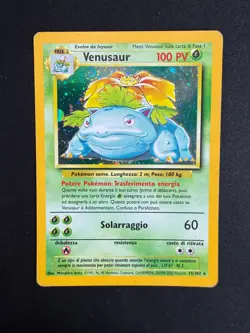 Pokemon Venusaur 15/102 Set Base Rara Holo Swirl Unlimited Wizards ITA Vintage - Image 1