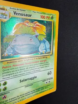 Pokemon Venusaur 15/102 Set Base Rara Holo Swirl Unlimited Wizards ITA Vintage - Image 4