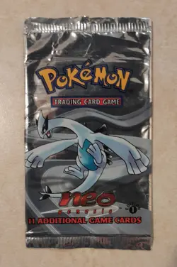 Pokemon TCG Neo Genesis First Edition Empty Booster Pack Wrapper Lugia No Cards - Image 1