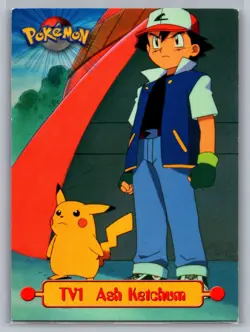 Pokemon Animation Edition Ash Ketchum Topps #TV1 Pokemon Card - Image 1