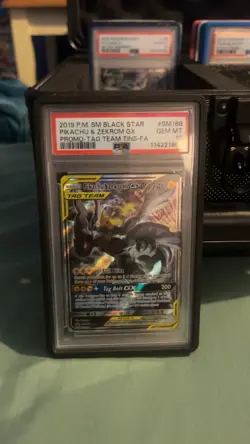 Pokemon 2019 Sun and Moon Black Star Promo #SM168 Pikachu Zekrom GX PSA 10 - Image 1
