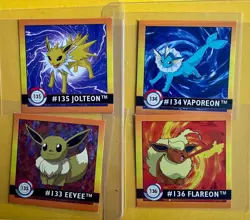 EEVEE EVOLUTION VAPOREON VINTAGE 1999 POKEMON ARTBOX SERIES 1 STICKERS 2”x 2” NM - Image 1