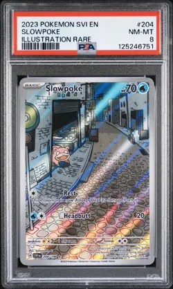 2023 POKEMON SVI EN-SCARLET & VIOLET ILLUSTRATION RARE #204 SLOWPOKE PSA 8 - Image 1