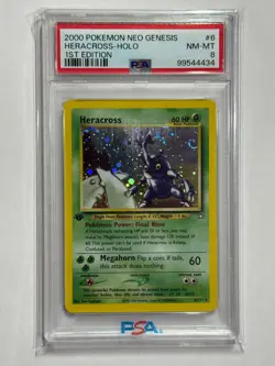 Pokemon 2000 Neo Genesis 1st Edition Heracross Holo #6 PSA 8 - Image 1