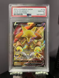 PSA 10 Pokemon Alakazam V Full Art Holo Ultra Rare Vivid Voltage 172/185 - Image 1