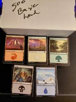 500 Basic Land Magic The Gathering 100 Each: Swamp Mountain Plains Island Forest - Image 1