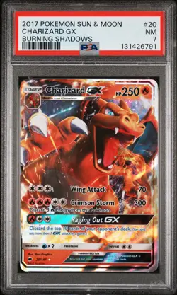 2017 POKEMON SUN & MOON BURNING SHADOWS #20 CHARIZARD GX PSA 7 - Image 1