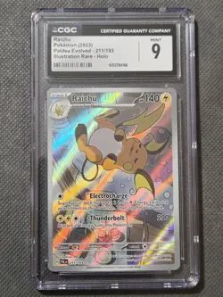 CGC 9 MINT Raichu Paldea Evolved - 211/193 Illustration Rare Holo Pokemon 2023 - Image 1
