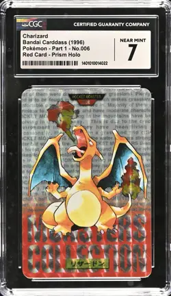 1996 POKEMON BANDAI CARDDASS CHARIZARD #6 RED PRISM HOLO CGC 7 - Image 1