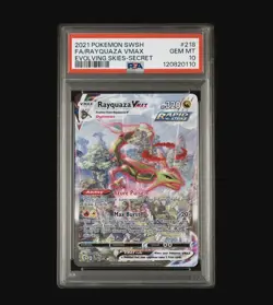 2021 Pokemon Rayquaza VMAX 218/203 Evolving Skies Secret Alt Art PSA 10 Holo - Image 1