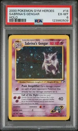PSA 6 2000 POKEMON GYM HEROES HOLO #14 SABRINA'S GENGAR - Image 1