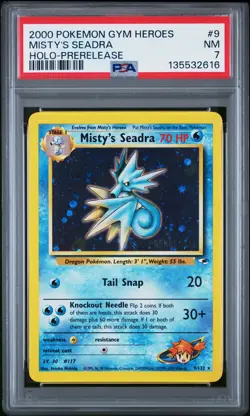 2000 POKEMON GYM HEROES HOLO-PRERELEASE #9 MISTY'S SEADRA PSA 7 - Image 1