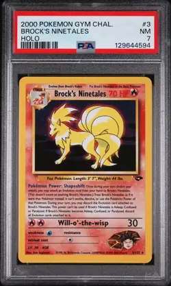 2000 POKEMON GYM CHALLENGE HOLO #3 BROCK'S NINETALES PSA 7 - Image 1