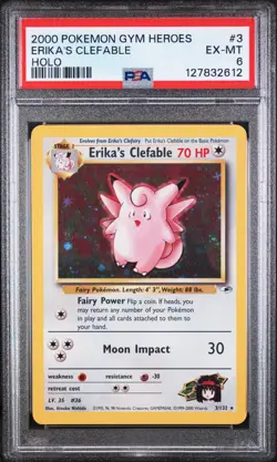 2000 POKEMON GYM HEROES HOLO #3 ERIKA'S CLEFABLE PSA 6 - Image 1
