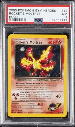 2000 POKEMON GYM HEROES HOLO #12 ROCKET'S MOLTRES PSA 7 - Image 1
