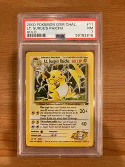 2000 Pokemon Gym Challenge Lt. Surge's Raichu Holo #11 PSA 7 NM - Image 1