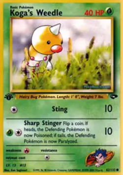 Koga's Weedle - 82/132 - Common - 1st Edition - Gym Challenge #82 Pokemon TCG - Image 1