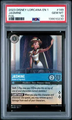 2023 DISNEY LORCANA EN 1-THE FIRST CHAPTER JASMINE - QUEEN OF AGRABAH PSA 10 - Image 1