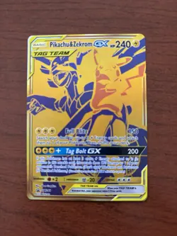 Pokemon Pikachu & Zekrom GX TAG TEAM Secret Rare Foil SM Team Up SM162 Card - Image 1