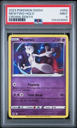 Mewtwo Holo PSA 9 Sword Shield Crown Zenith 059/159 Pokemon Card - Image 1