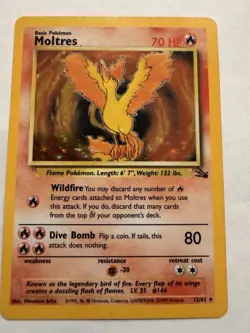 1999 Pokemon Fossil Moltres 12/62 Holo Rare Unlimited English Card - Image 1