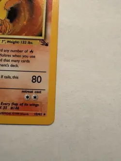 1999 Pokemon Fossil Moltres 12/62 Holo Rare Unlimited English Card - Image 2