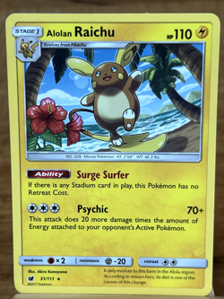 Pokemon TCG Alolan Raichu 31/111 Crimson Invasion Rare - Image 1