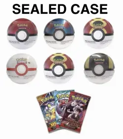 SEALED CASE Pokemon TCG Pokeball Tins x6 - 18 Booster Packs SHIPS FAST TRUSTED - Image 1