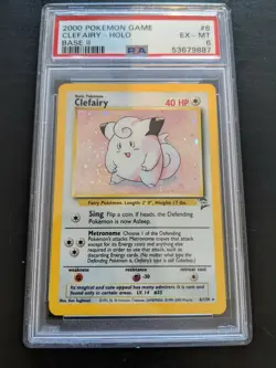 PSA 6 EX - MINT - 2000 Pokemon Base Set 2 CLEFAIRY Holo Rare #6/130 - Image 1