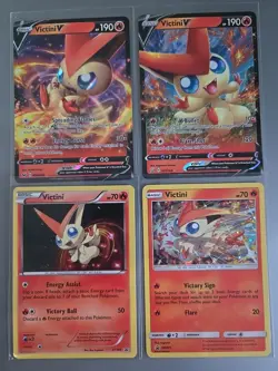 Victini LOT 4 CARDS XY189 PROMO, SM225 PROMO, 25/162, 21/163 NM POKEMON - Image 1