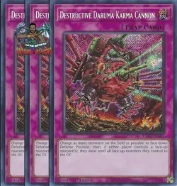 Yugioh! 3x Destructive Daruma Karma Cannon RA04-EN103 Secret Rare 1st Ed NM - Image 1