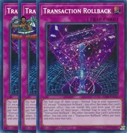 Yugioh! 3x Transaction Rollback RA04-EN105 Secret Rare 1st Ed NM - Image 1