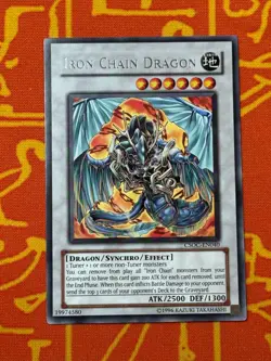 YUGIOH IRON CHAIN DRAGON RARE EXCELLENT CSOC-EN040 - Image 1