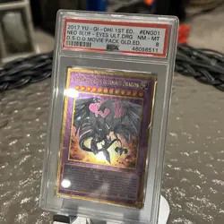 YU-GI-OHI 1ST ED. NEO BLUE-EYES ULT DRG D.S.O.D MOVIE PACK GLD.ED #ENGO1 PSA 8 - Image 1