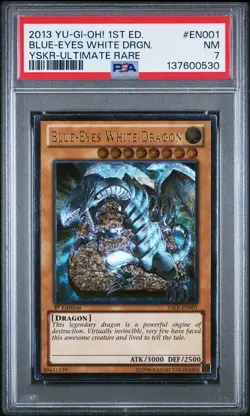 2013 YU-GI-OH! STARTER DECK KAIBA RELOADED #EN001 BLUE-EYES WHITE DRAGON PSA 7 - Image 1