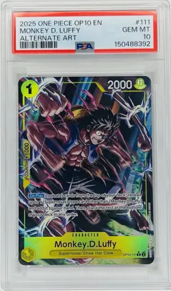 2025 One Piece OP10-Royal Blood Monkey D. Luffy #111 Alt. Art PSA 10 GEM MINT - Image 1